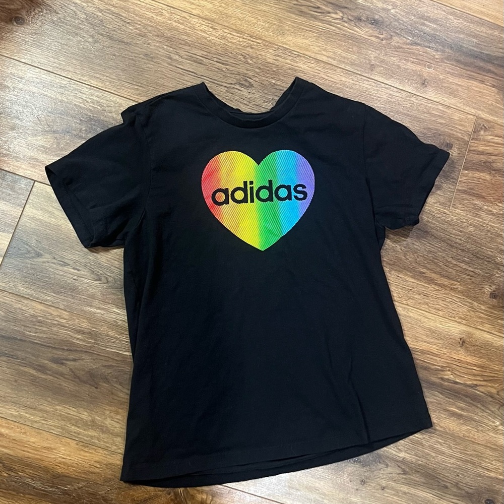 adidas Black T-Shirt & Rainbow Heart